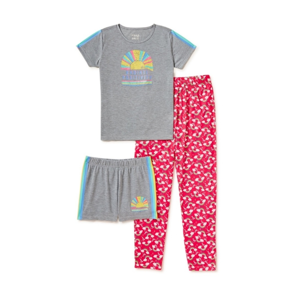 Sleep on it Girls Rainbow Short Sleeve Pajama set.